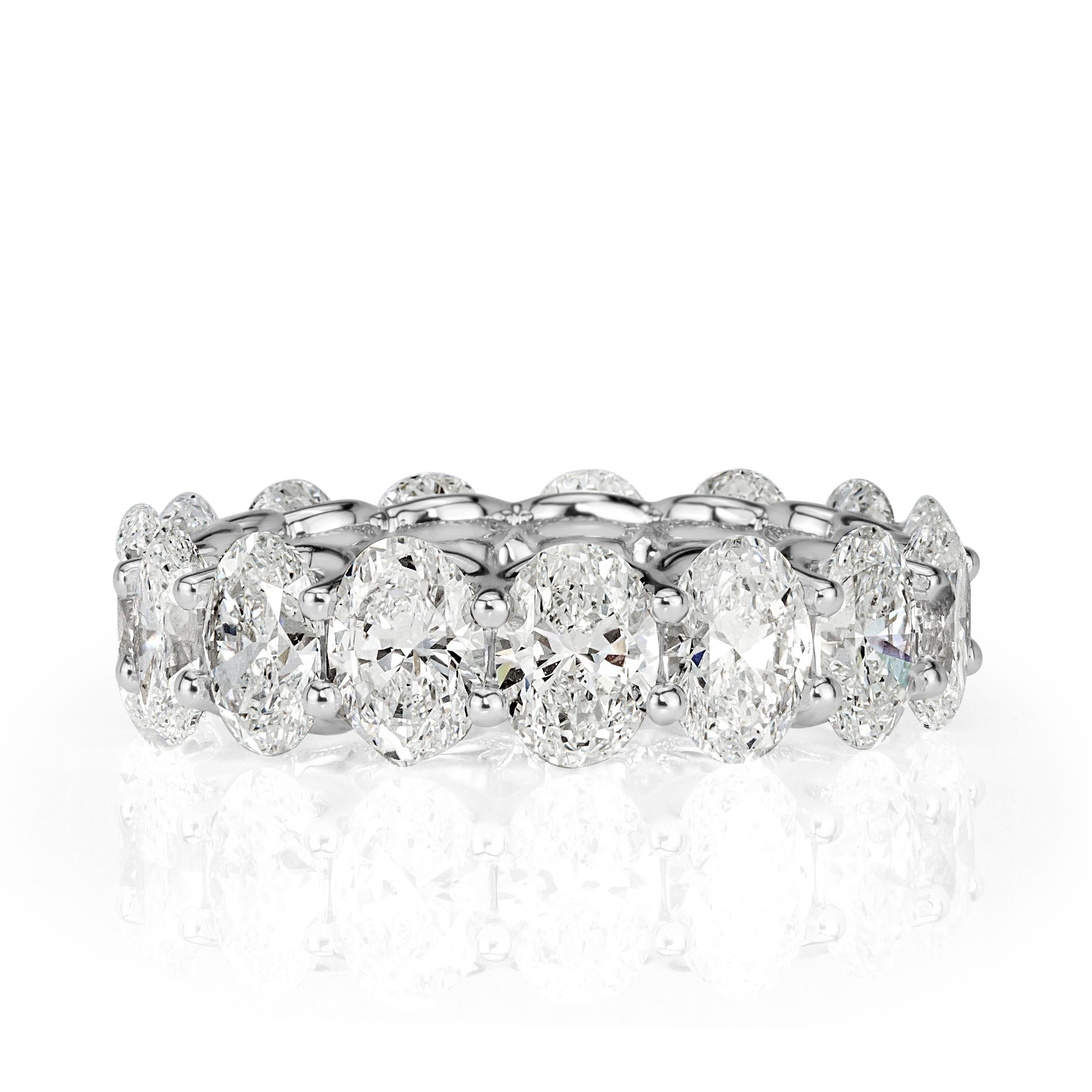 Women's or Men's Mark Broumand 7.64 Carat Oval Cut Diamond Eternity Band in 18 Karat White Gold For Sale