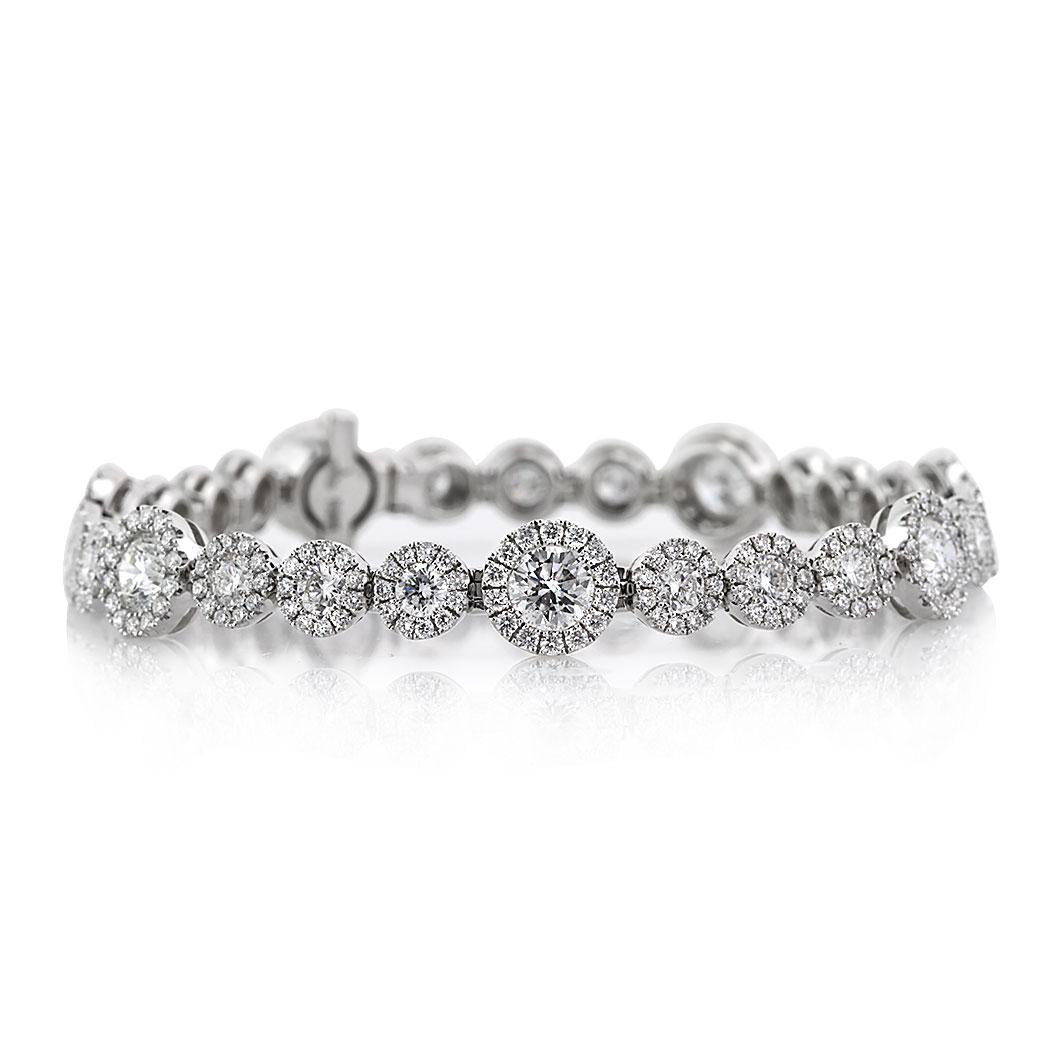 Round Cut Mark Broumand 7.75 Carat Round Brilliant Cut Diamond Bracelet in 14 Karat Gold