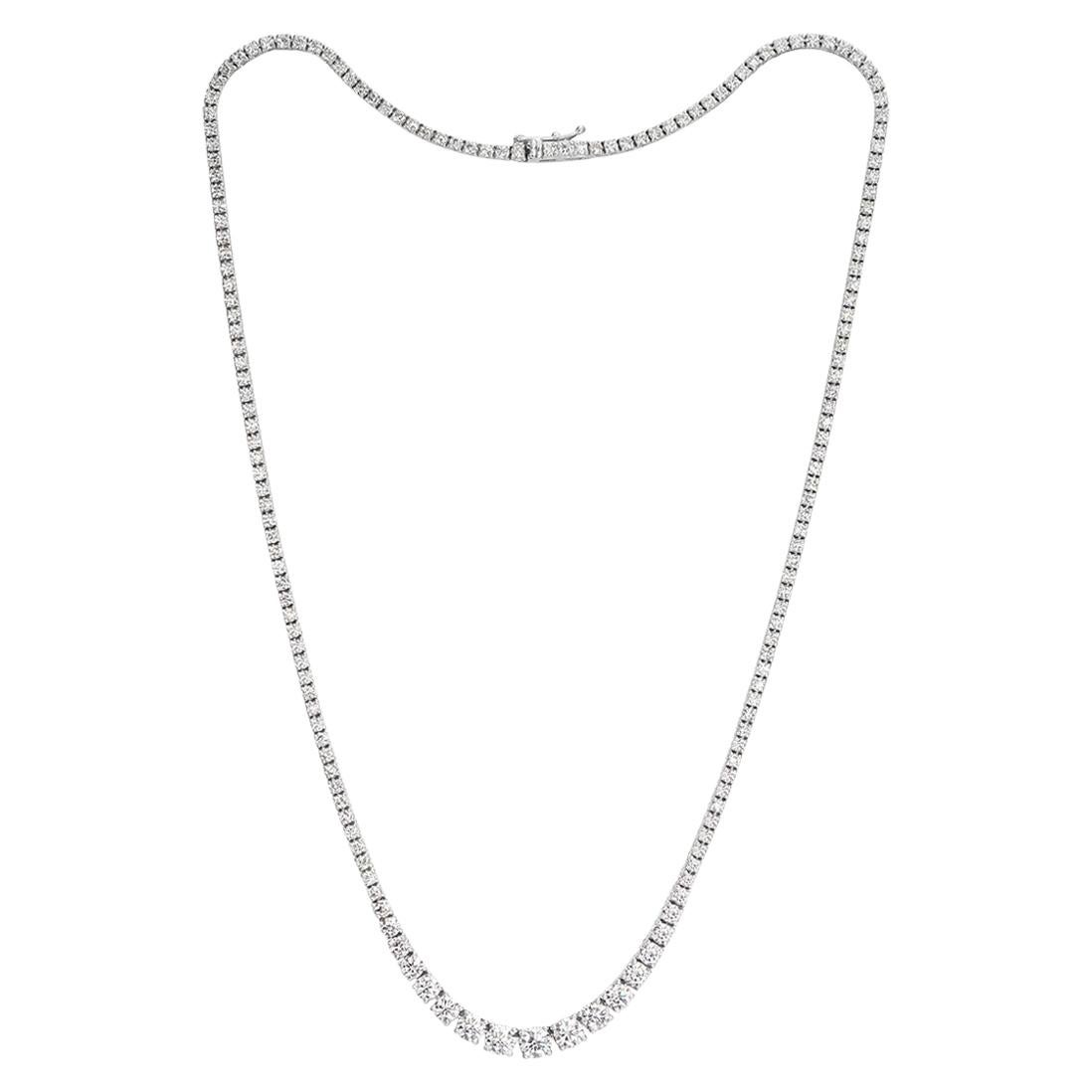 Mark Broumand: 18 Karat Tennis-Halskette mit 7,75 Karat runden Diamanten im Brillantschliff im Angebot