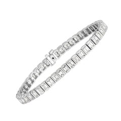 Mark Broumand 8.80 Carat Emerald Cut Bezel Set Diamond Tennis Bracelet in 18k