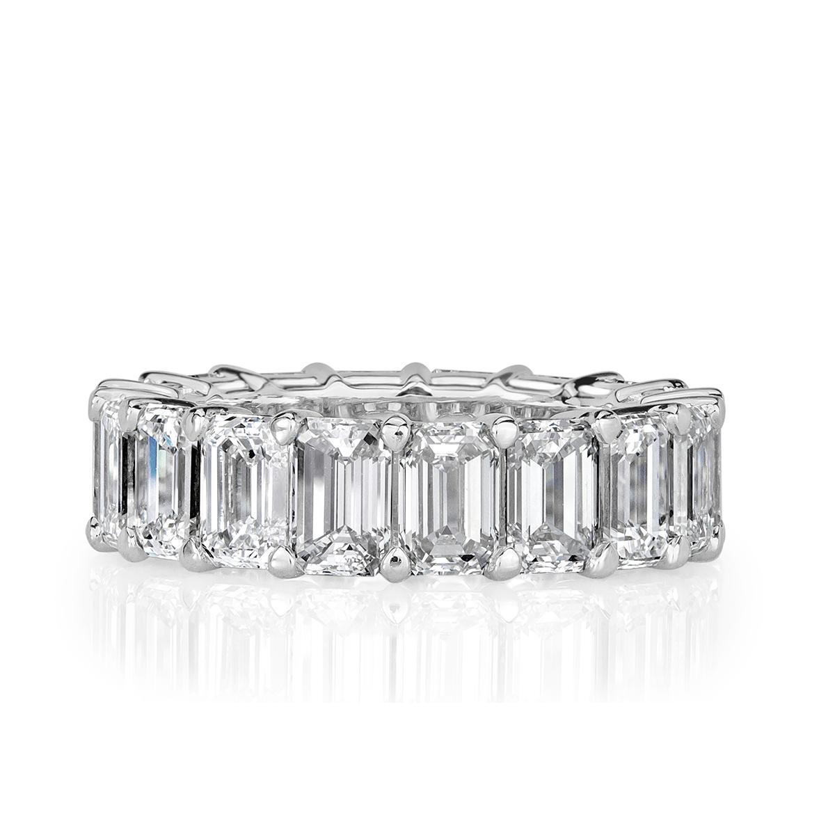 Women's or Men's Mark Broumand 9.09 Carat Emerald Cut Diamond Eternity Band in Platinum For Sale