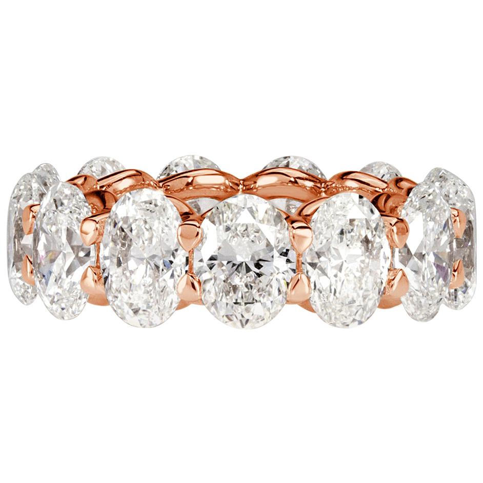 Mark Broumand 9.10 Carat Oval Cut Diamond Eternity Band in 18 Karat Rose Gold For Sale