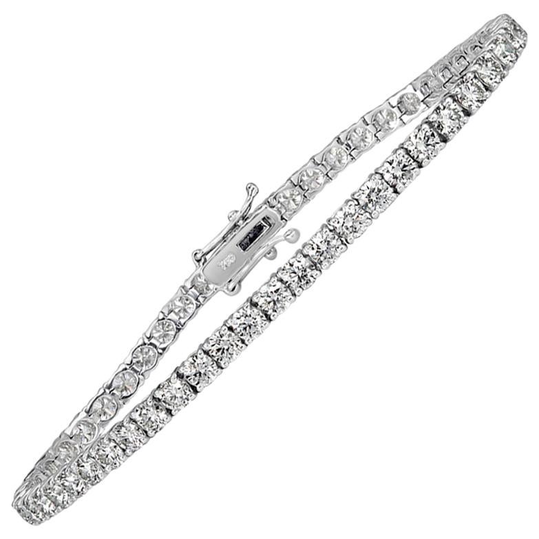 Mark Broumand 9.32ct Round Brilliant Cut Diamond Tennis Bracelet in 18k White For Sale