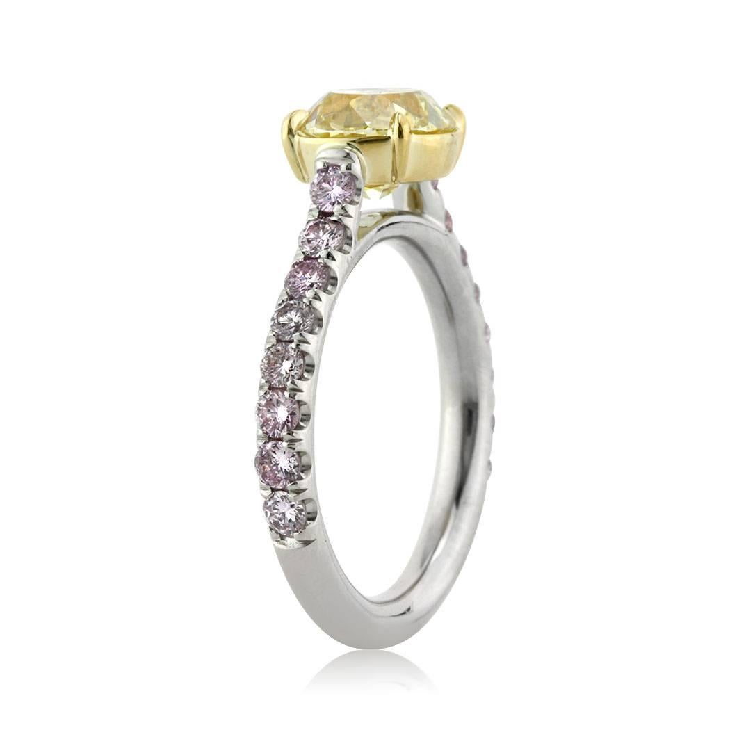 Edwardian Mark Broumand Fancy Intense Yellow Old European Cut Diamond Engagement Ring