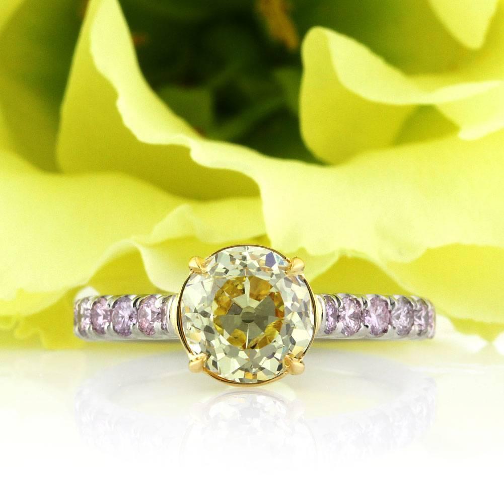 Women's or Men's Mark Broumand Fancy Intense Yellow Old European Cut Diamond Engagement Ring