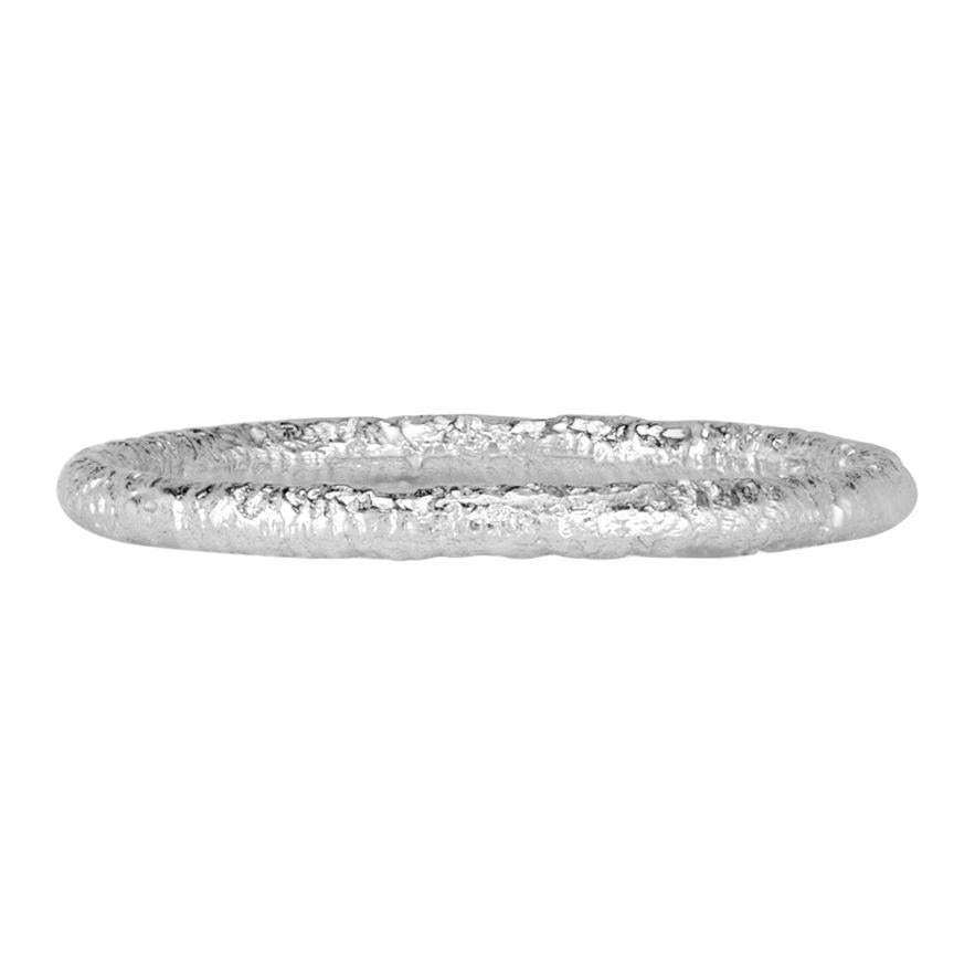 Mark Broumand Handmade Textured Band in 18 Karat White Gold For Sale
