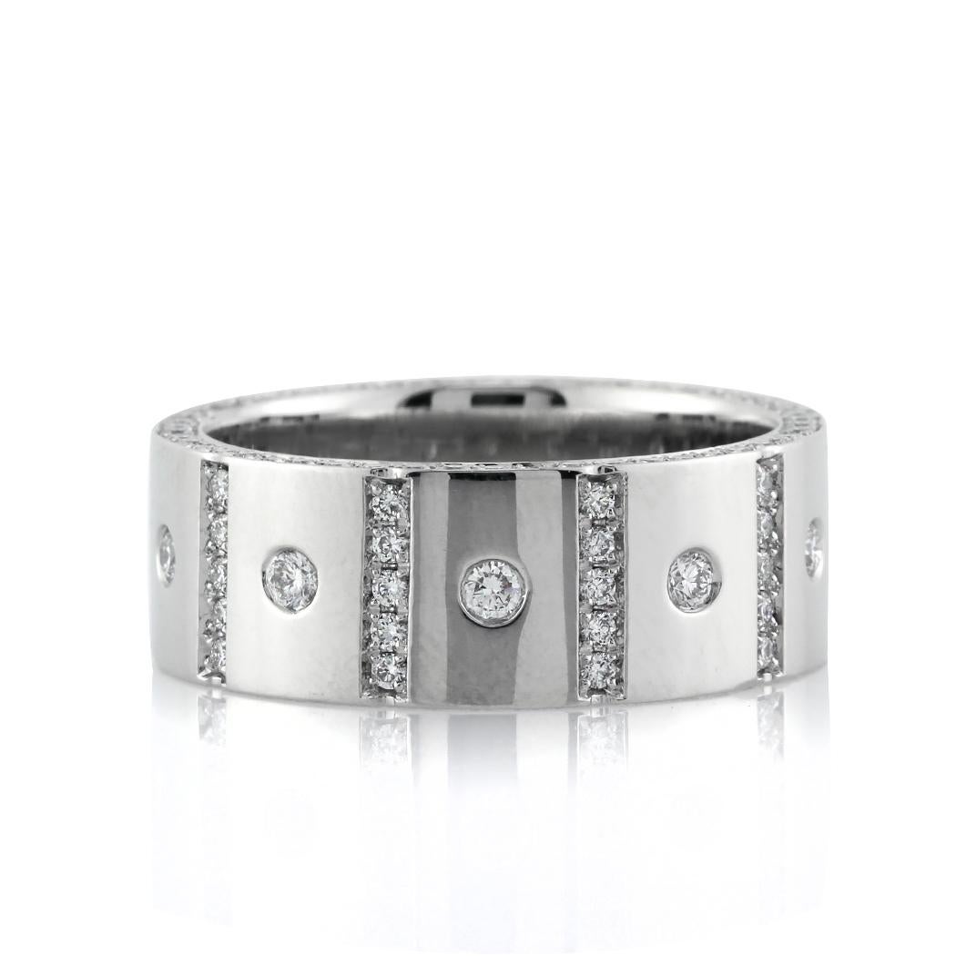 Modern Mark Broumand Men's 1.90 Carat Round Brilliant Cut Diamond Wedding Band For Sale