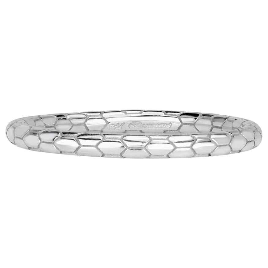 Mark Broumand Scale Wedding Band in 18 Karat White Gold For Sale