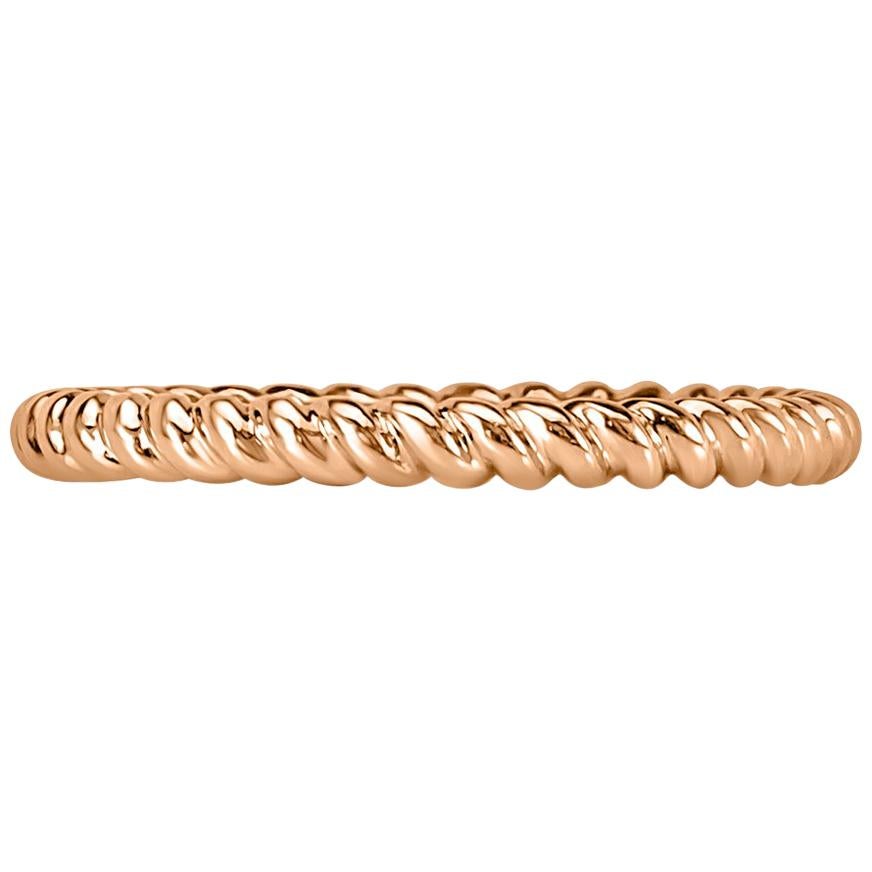 Mark Broumand Twisted Rope Wedding Band in 18 Karat Rose Gold For Sale