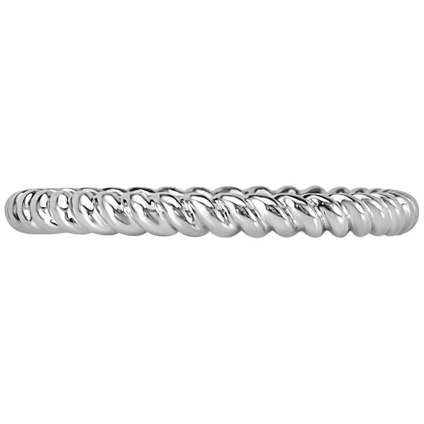 Mark Broumand Twisted Rope Wedding Band in 18 Karat White Gold For Sale