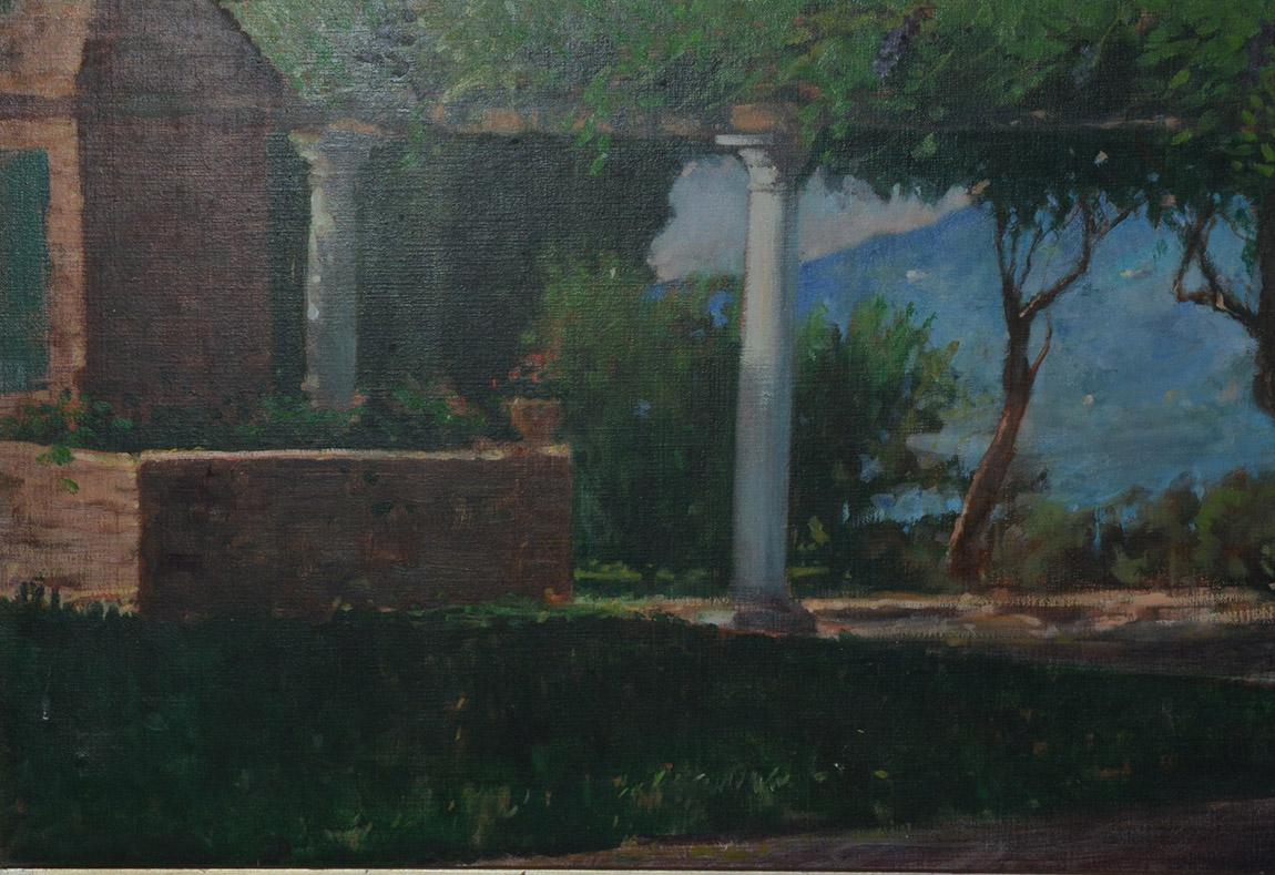 Mark Bullen -- Oil on Canvas -- Pergola In Good Condition For Sale In Sheffield, MA