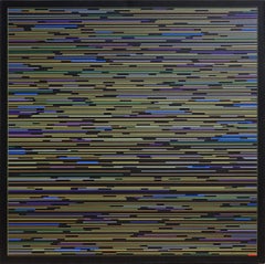 VM 3 - Peinture abstraite contemporaine à rayures vertes et bleues