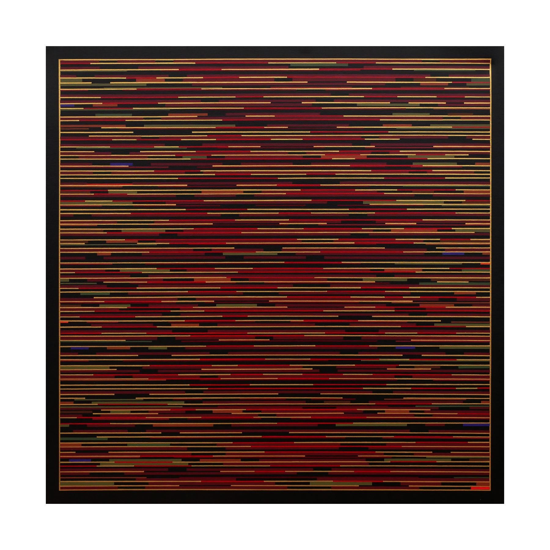 VM 8 - Peinture géométrique abstraite à rayures rouges - Painting de Mark Byckowski