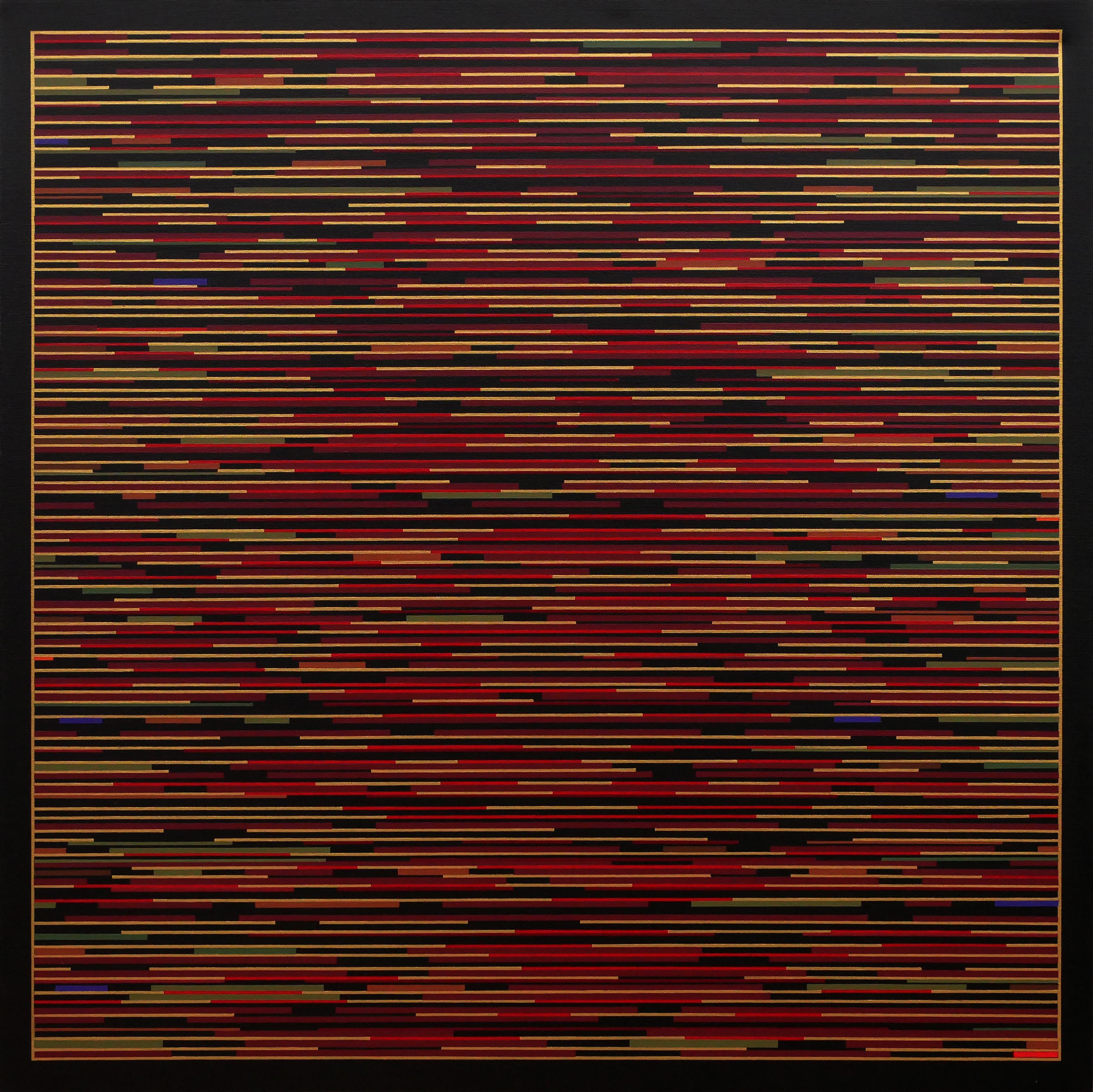 Mark Byckowski Abstract Painting - "VM 8" Red Striped Abstract Geometric Painting