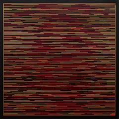 "VM 8" Red Striped Abstract Geometric Painting