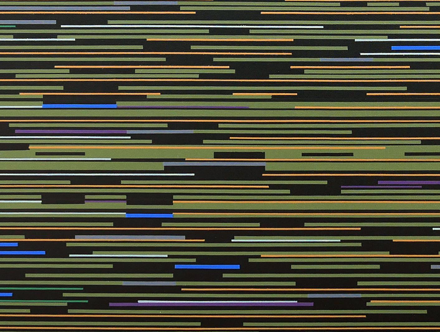 Grün, blau und gelb gestreiftes zeitgenössisches abstraktes Gemälde „VMP 1“ im Angebot 6