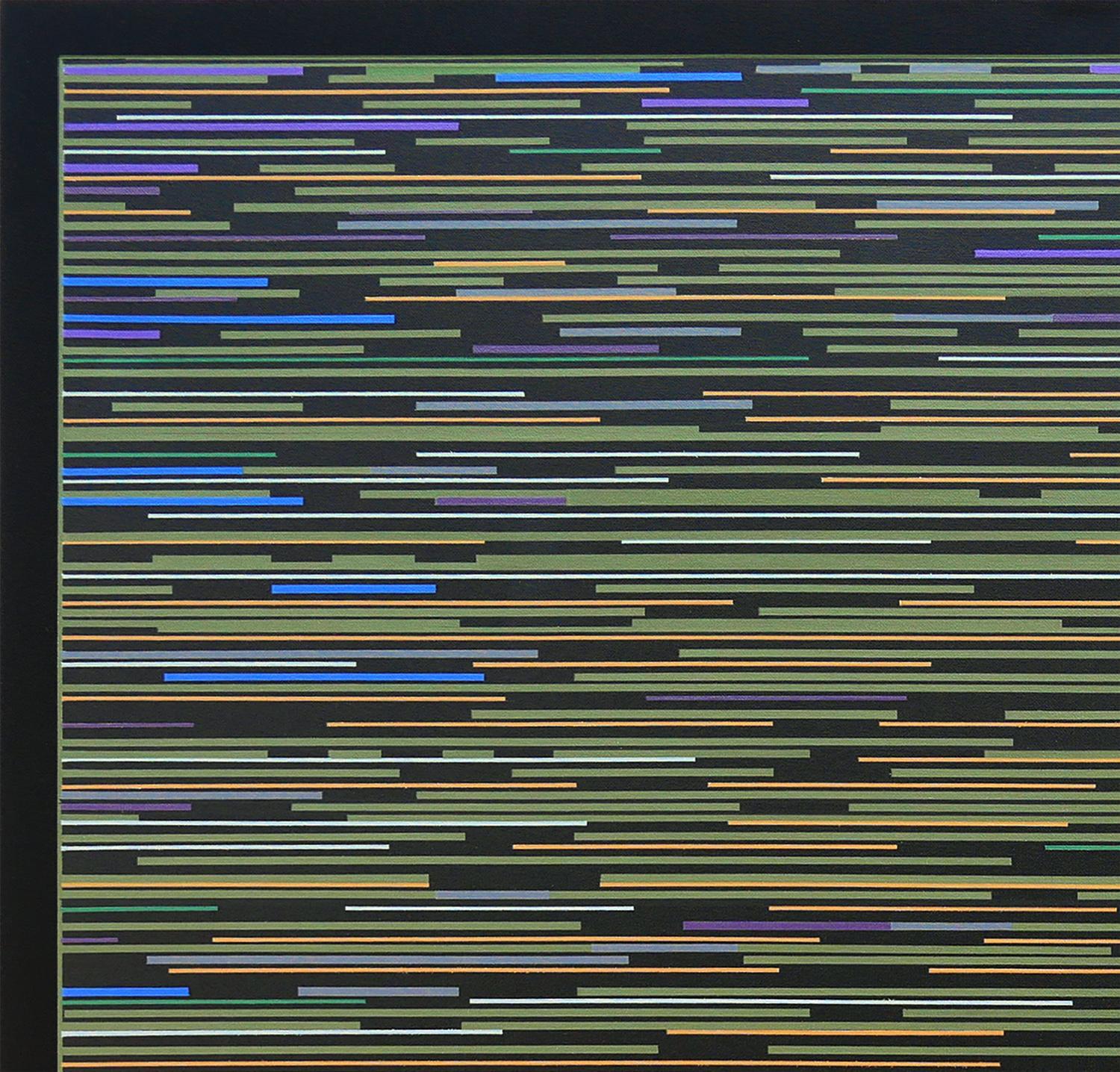 Grün, blau und gelb gestreiftes zeitgenössisches abstraktes Gemälde „VMP 1“ (Geometrische Abstraktion), Painting, von Mark Byckowski