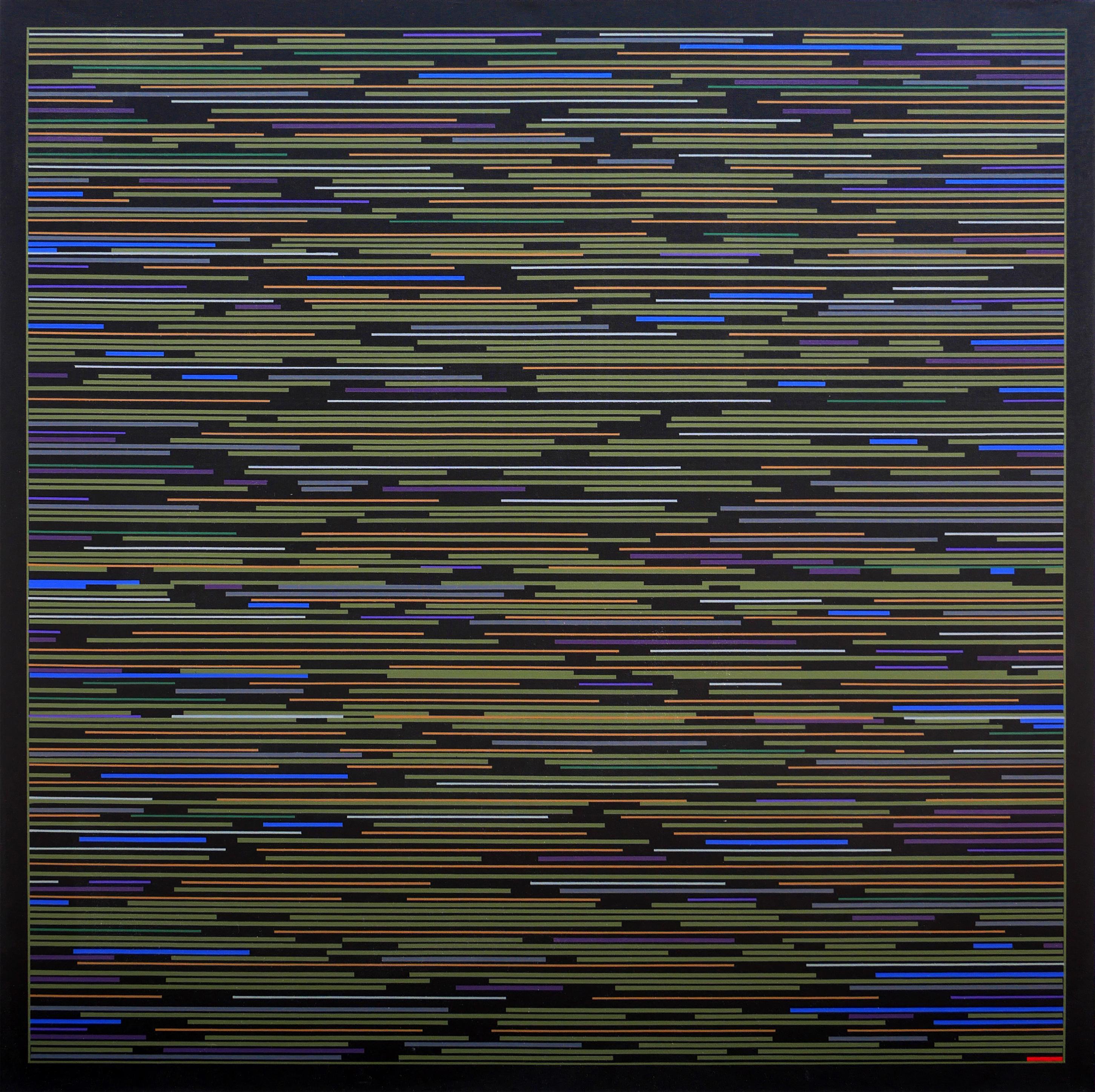 Mark Byckowski Abstract Painting - "VMP 2" Green, Blue and Yellow Striped Abstract Contemporary Painting
