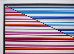 "Concatenation No #3" Blue, Pink, and Pink Striped Contemporary Abstract