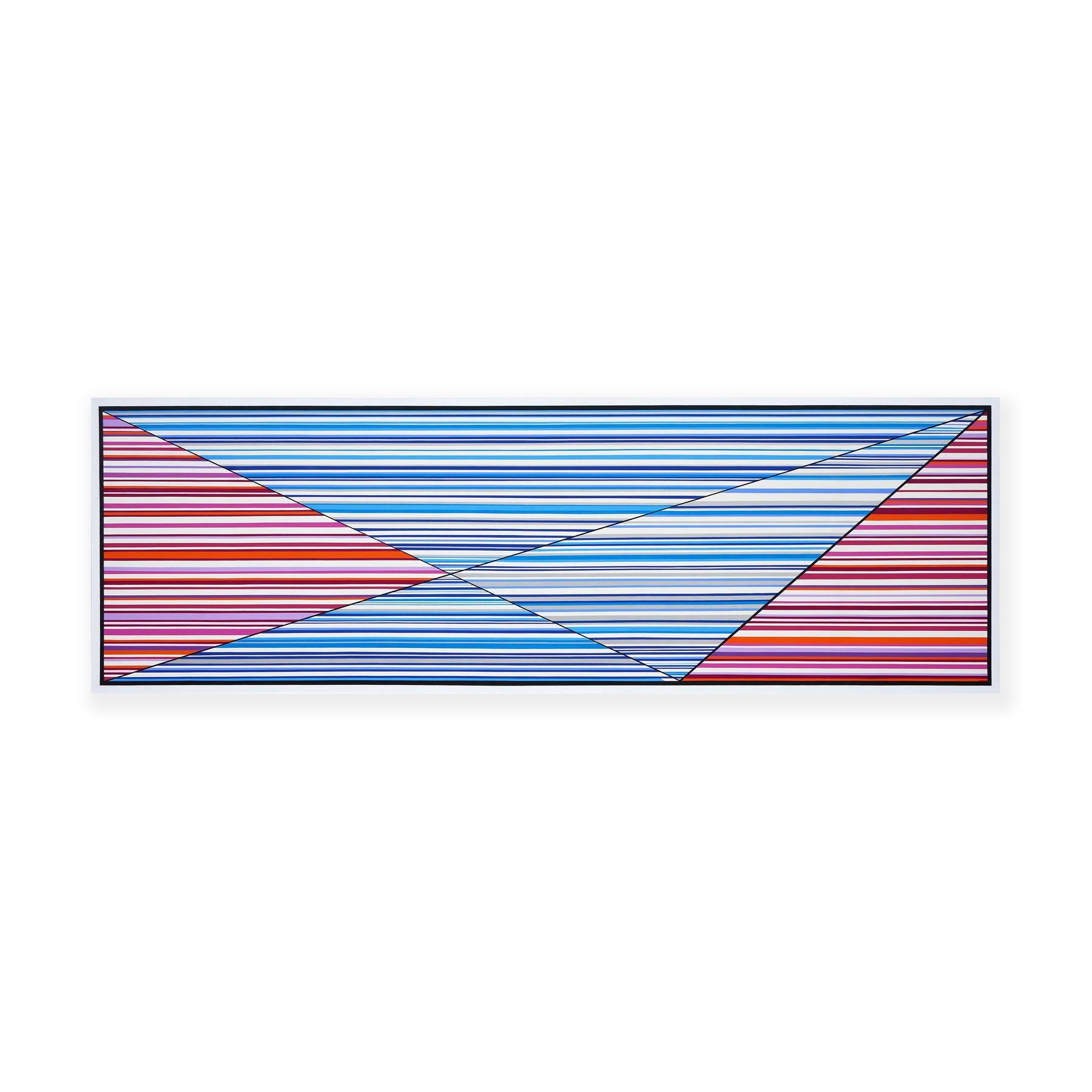 Mark Byckowski Abstract Painting - "Concatenation No #3" Blue, Pink, and Pink Striped Contemporary Abstract 
