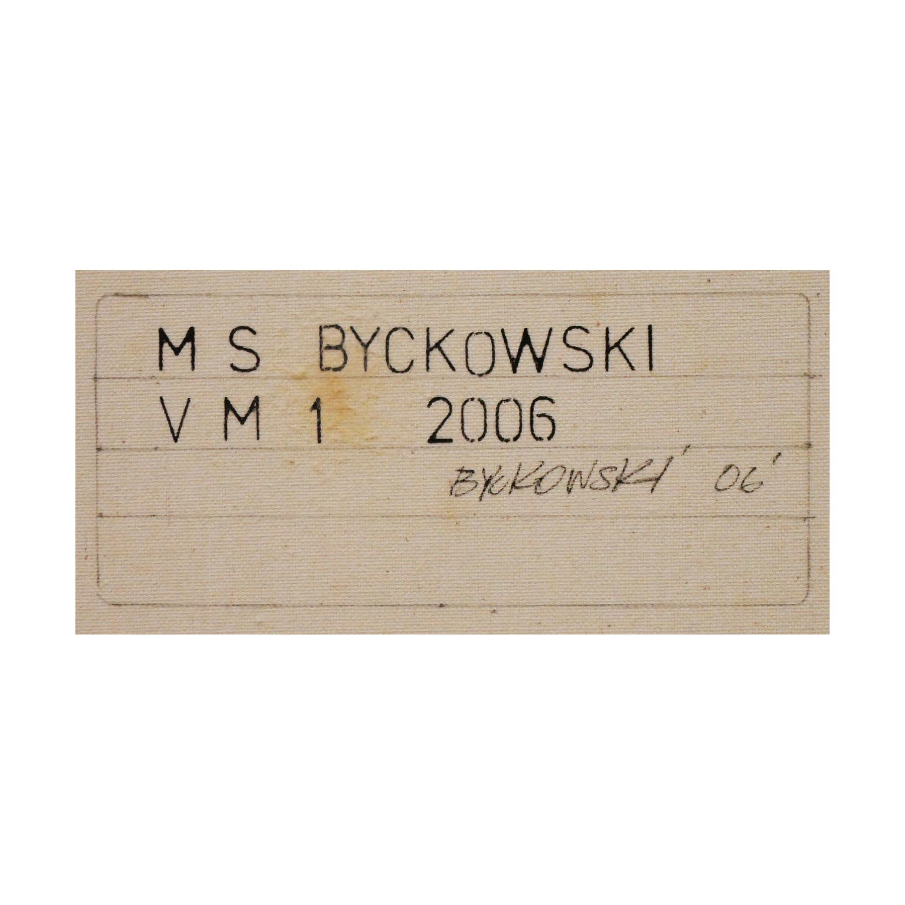 „VM 1“ Gelb und Orange gestreiftes abstraktes geometrisches Gemälde im Angebot 6