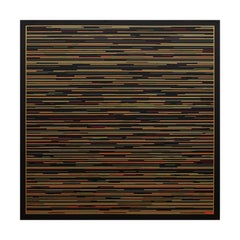 "VM 1" Yellow and Orange Striped Abstract Geometric Painting