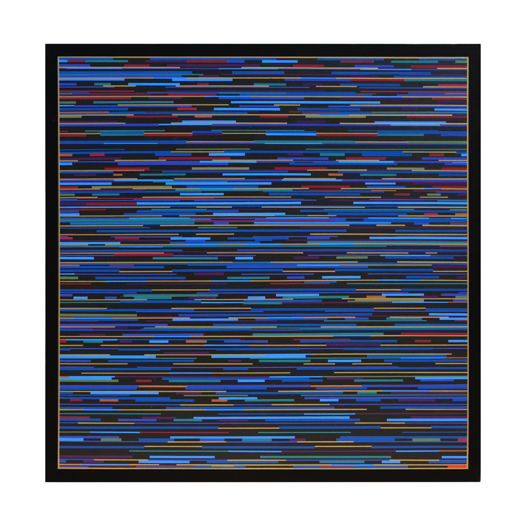 VM 10 - Peinture abstraite gomtrique  rayures bleues - Painting de Mark Byckowski