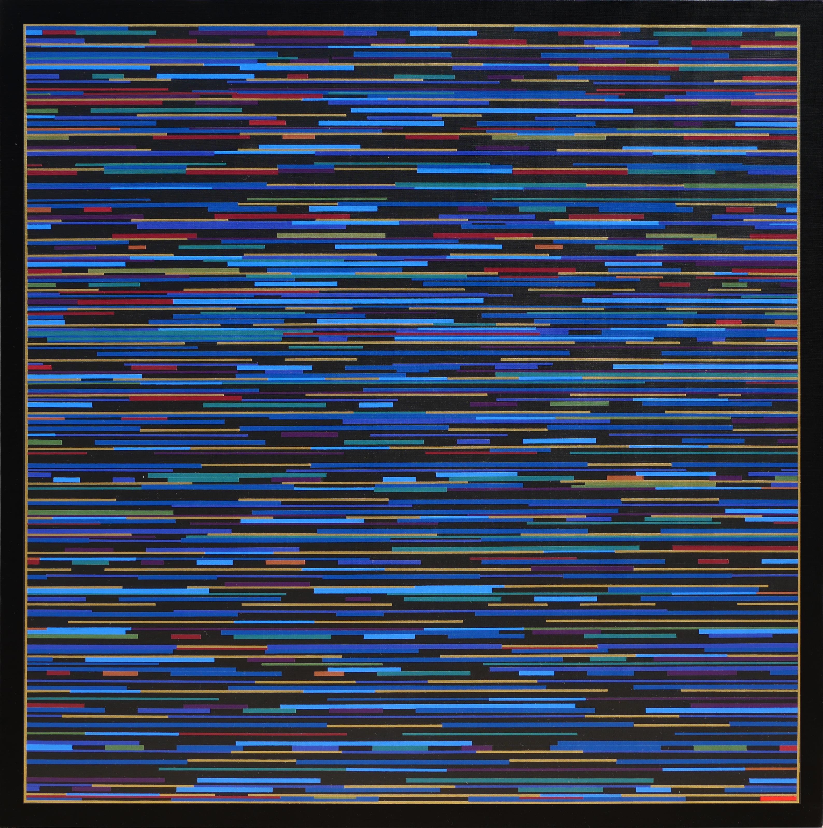 Abstract Painting Mark Byckowski - VM 10 - Peinture abstraite gomtrique  rayures bleues