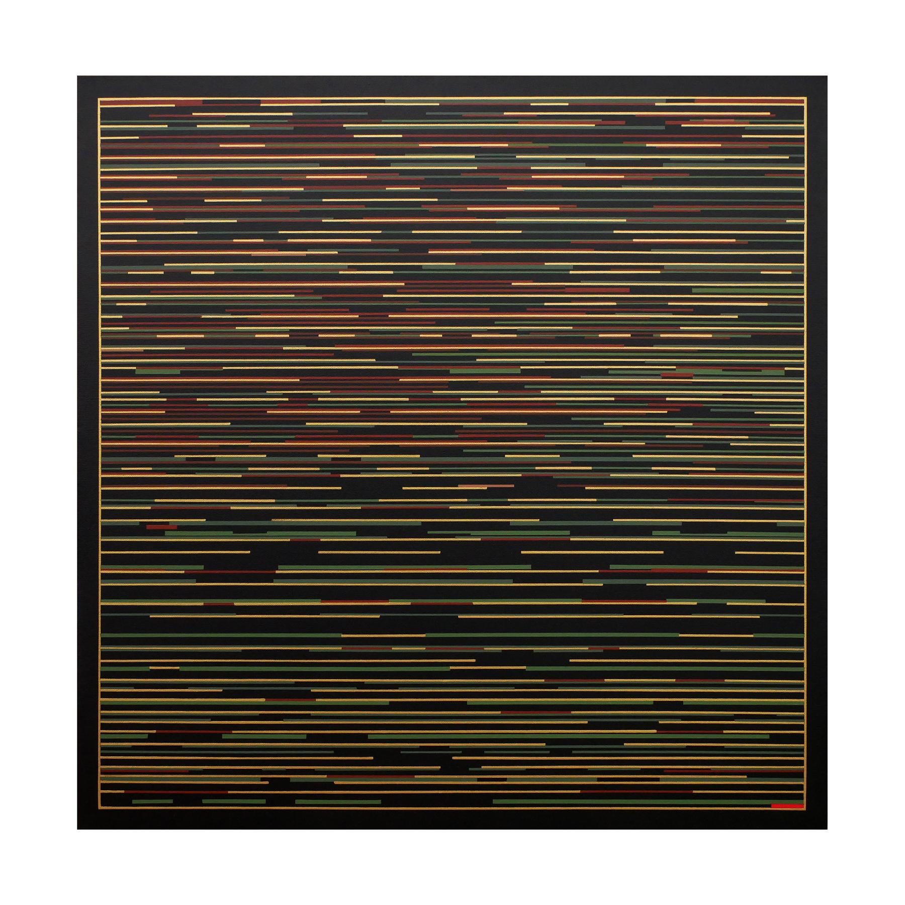 „VM 3“ Grün und Gelb gestreiftes abstraktes zeitgenössisches Gemälde – Painting von Mark Byckowski