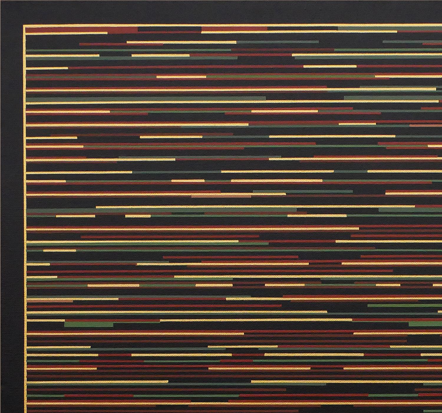 „VM 3“ Grün und Gelb gestreiftes abstraktes zeitgenössisches Gemälde (Geometrische Abstraktion), Painting, von Mark Byckowski