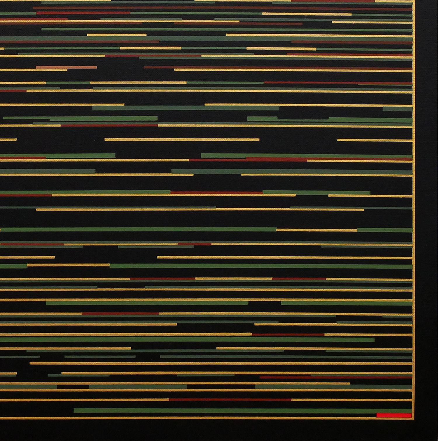 „VM 3“ Grün und Gelb gestreiftes abstraktes zeitgenössisches Gemälde im Angebot 2