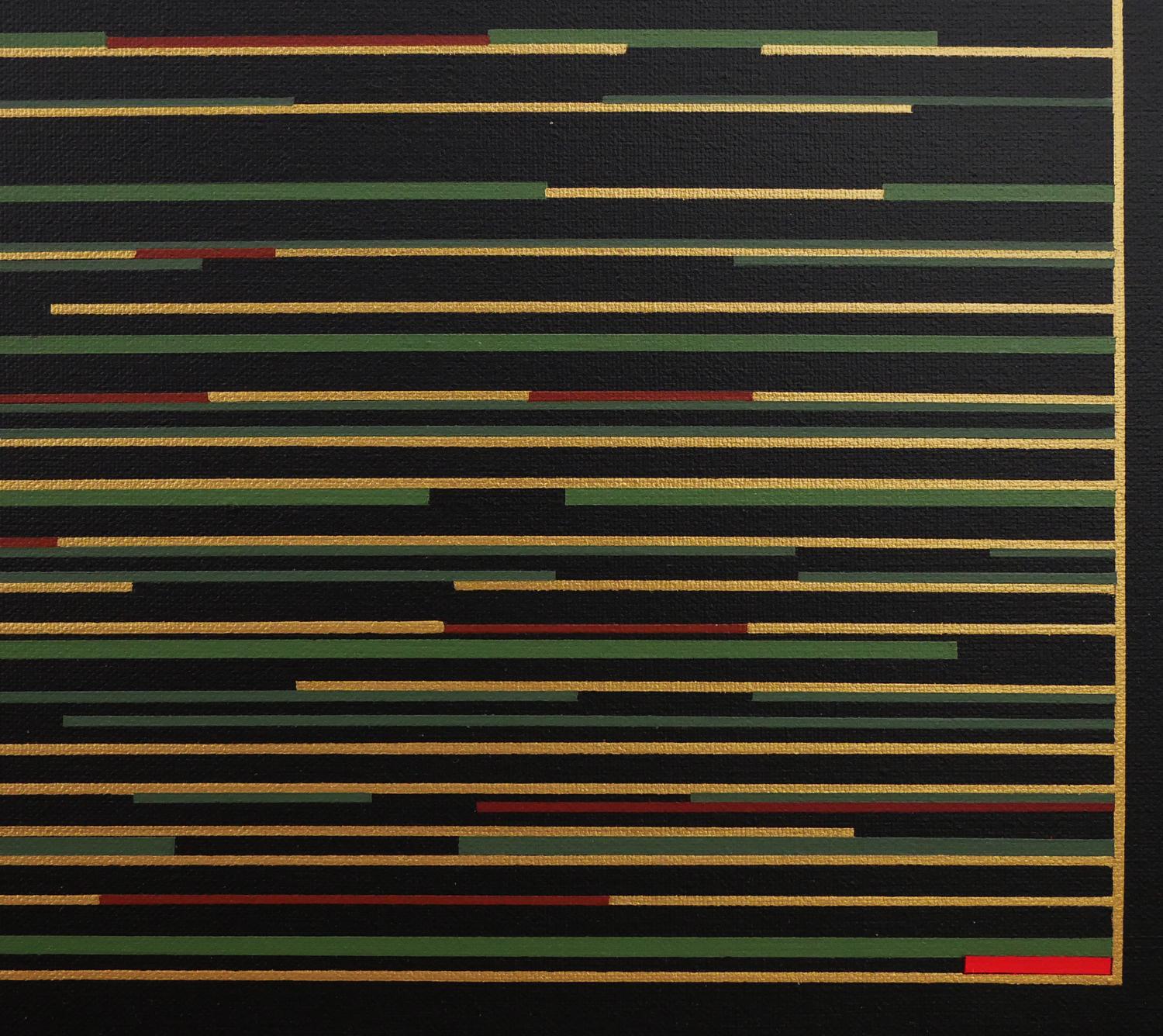 „VM 3“ Grün und Gelb gestreiftes abstraktes zeitgenössisches Gemälde im Angebot 4