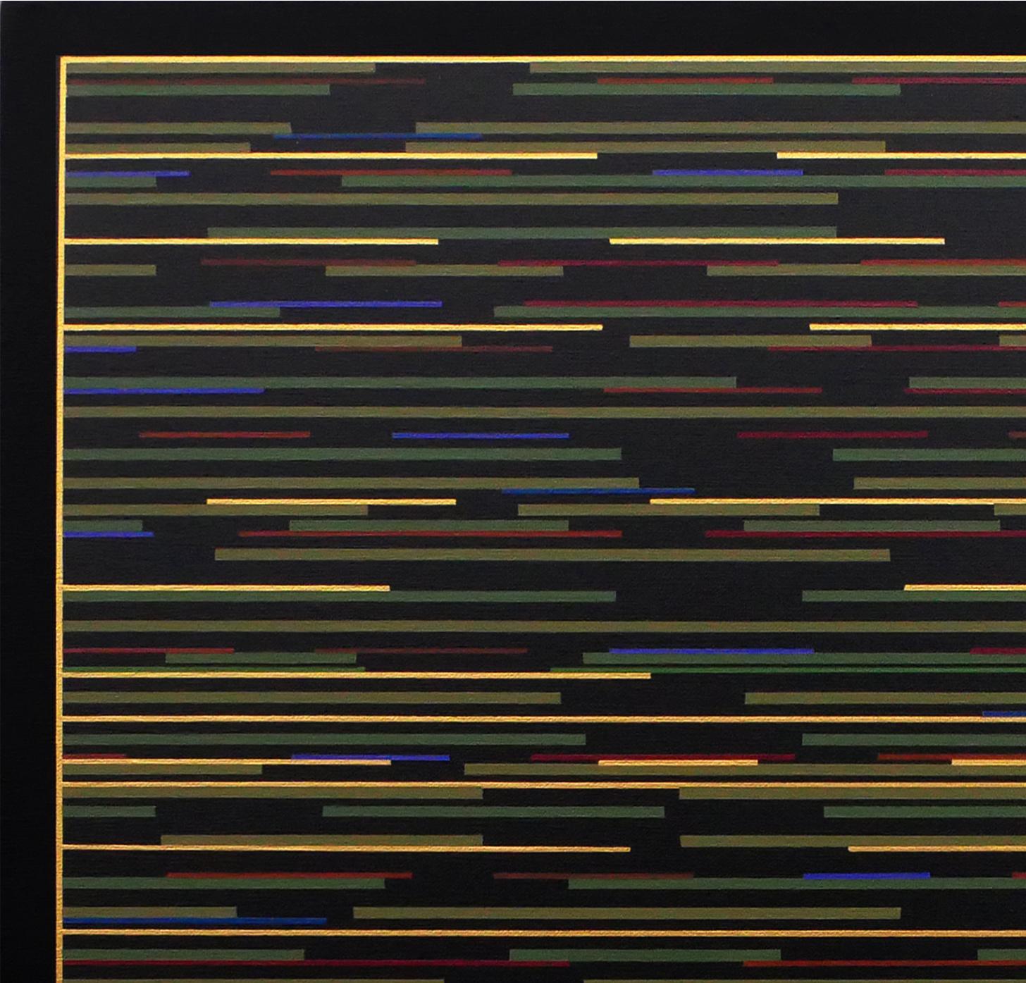 VM 6 - Peinture abstraite contemporaine à rayures vertes et jaunes - Géométrique abstrait Painting par Mark Byckowski