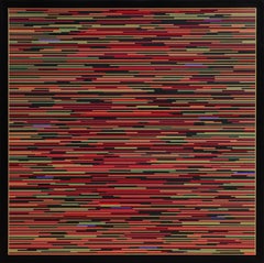 "VM 7" Red Orange-Toned Striped Geometric Abstract Painting 
