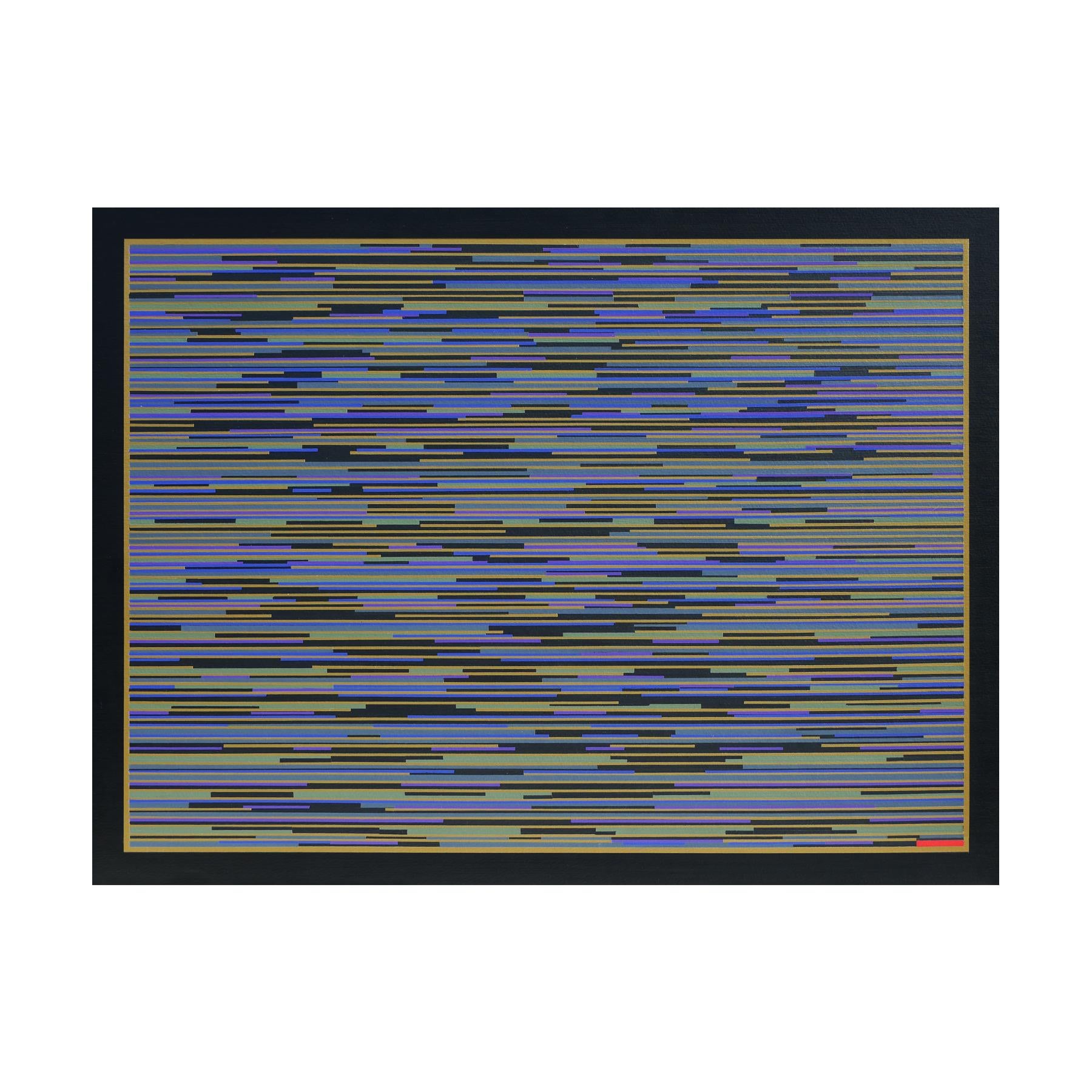 Blau gestreiftes zeitgenössisches abstraktes Gemälde „VMP 10“, blau gestreift – Painting von Mark Byckowski
