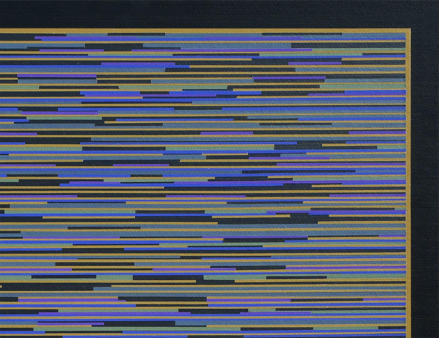 Blau gestreiftes zeitgenössisches abstraktes Gemälde „VMP 10“, blau gestreift (Schwarz), Abstract Painting, von Mark Byckowski