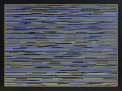 VMP 10 - Peinture abstraite contemporaine à rayures bleues 
