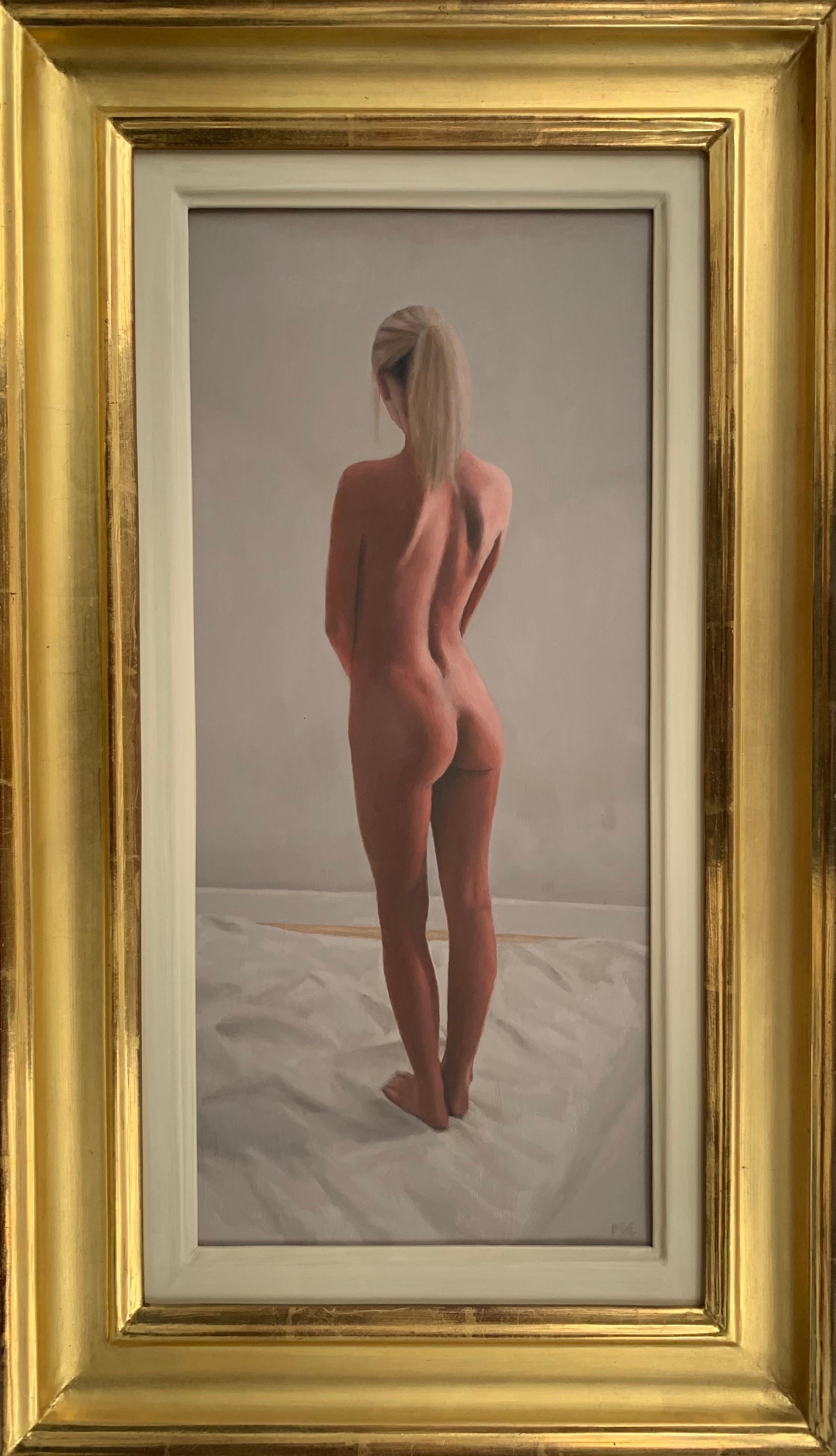 Oil Painting of Standing Female Nude Figure by British Contemporary Artist For Sale 5
