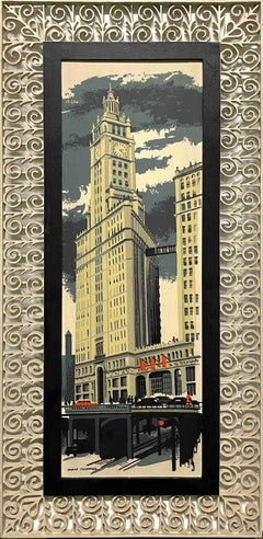 A Fabulous 1950s Serigraph of Chicago's Wrigley Building by Mark Coomer