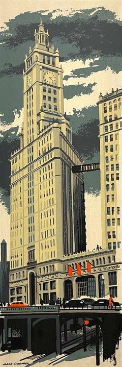 Una fabulosa serigrafía de los años 50 del edificio Wrigley de Chicago, por Mark Coomer