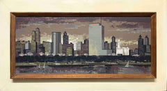 A Fabulous ca. 1950s Mid-Century Serigraph of the Chicago Skyline by Mark Coomer
