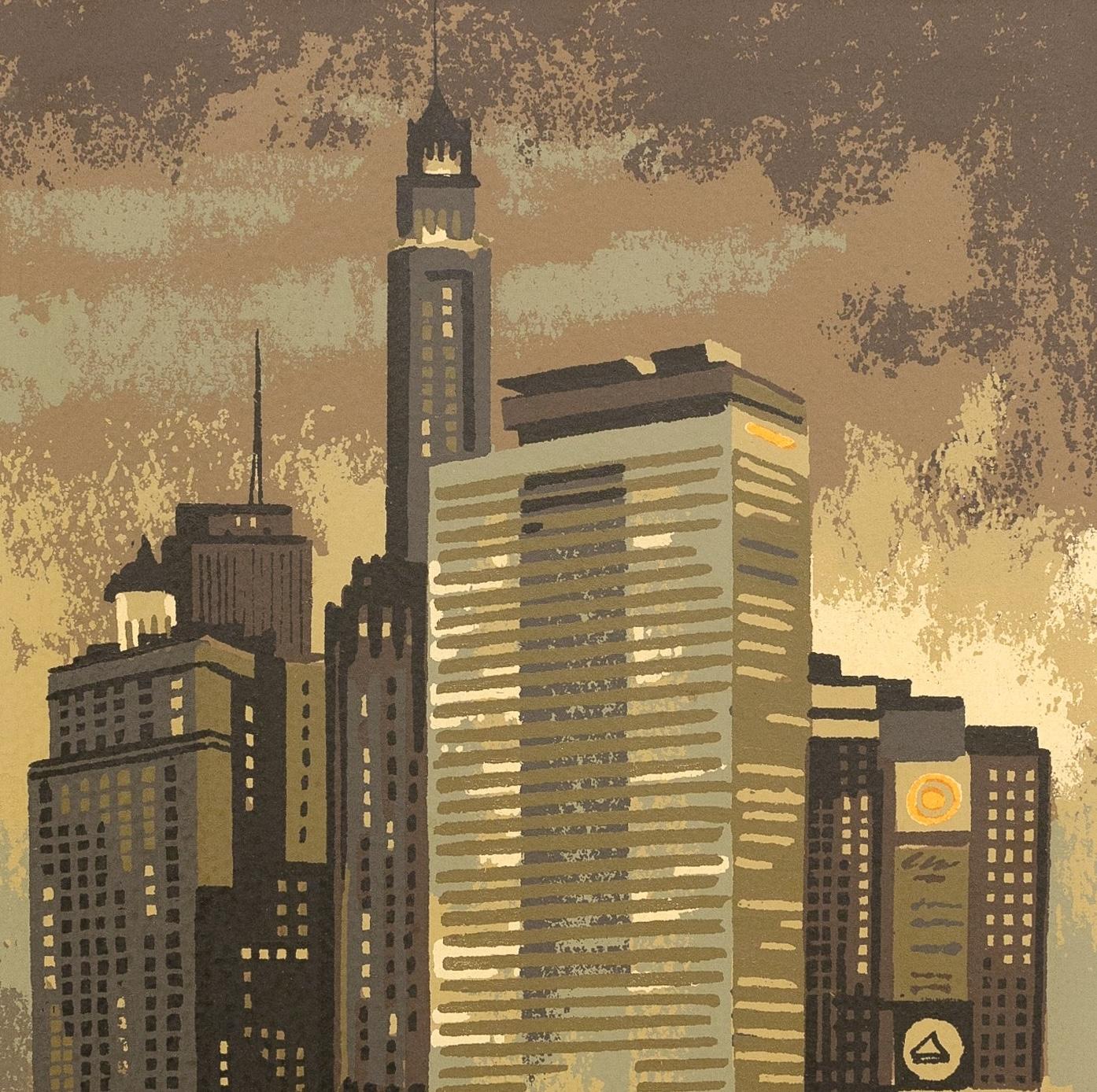 Fantastica serigrafia di metà secolo della Executive House di Chicago di Mark Coomer in vendita 3