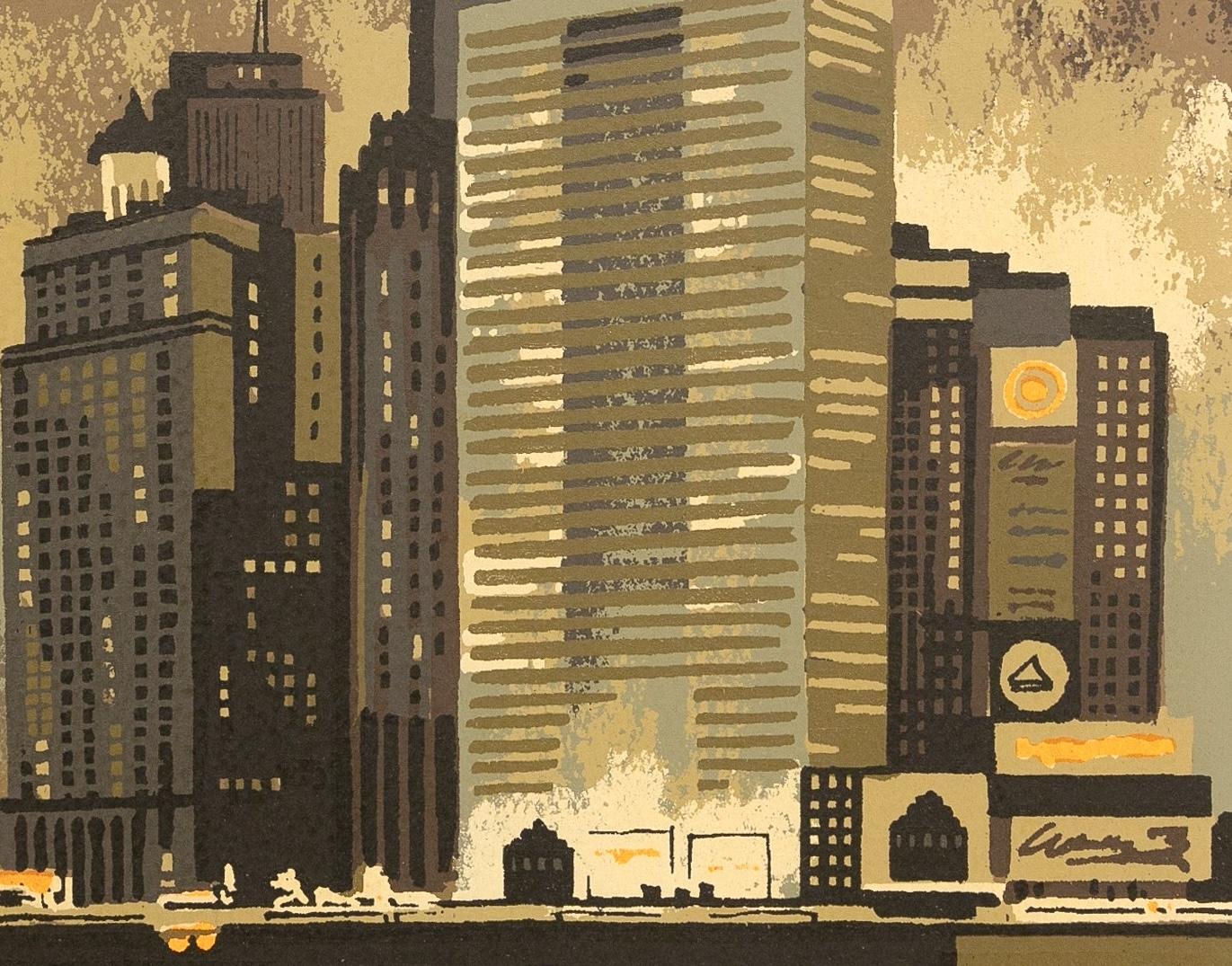 Fantastica serigrafia di metà secolo della Executive House di Chicago di Mark Coomer in vendita 4
