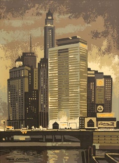 Fantastica serigrafia di metà secolo della Executive House di Chicago di Mark Coomer