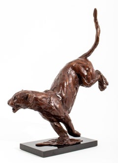 Mark Coreth "Leopard Landing" Bronze Sculpture