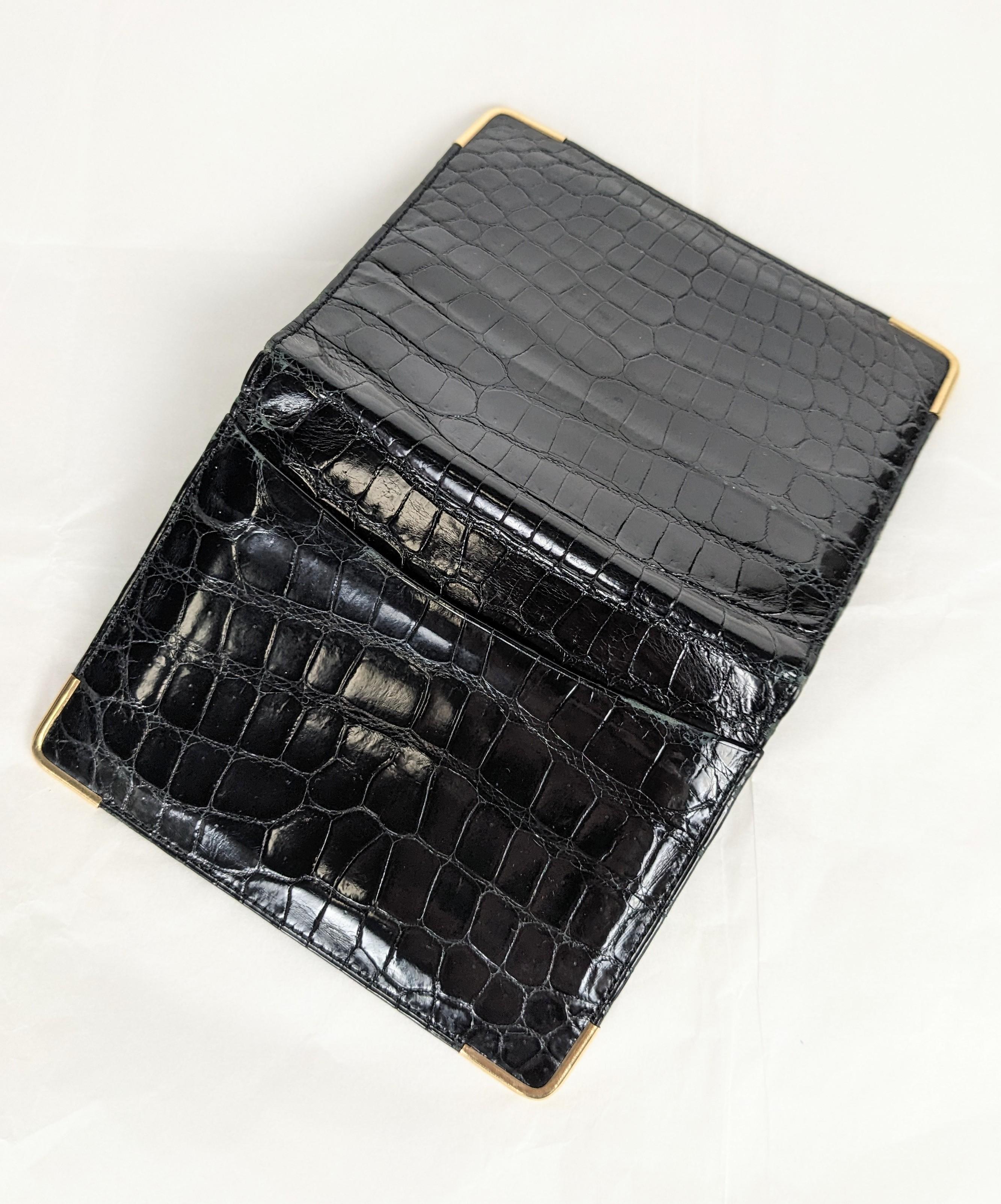 Mark Cross Alligator Fold with 14k Gold Trim In Good Condition For Sale In New York, NY