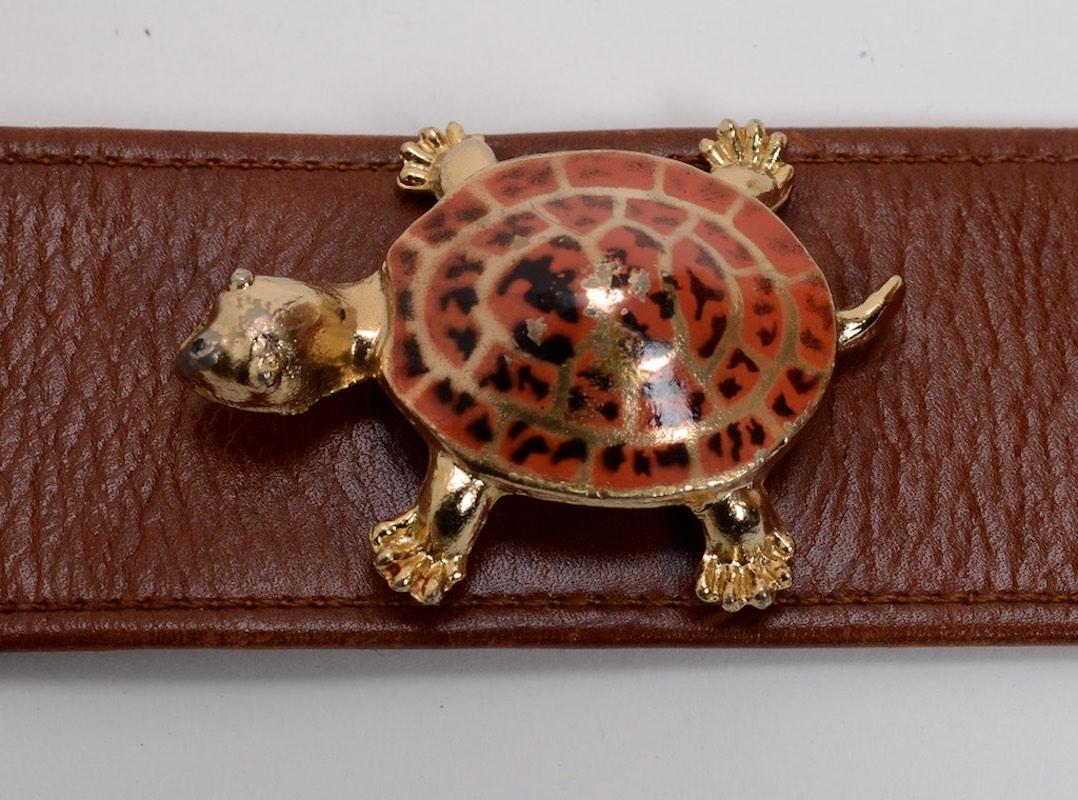 Women's Mark Cross Belt with Enameled Turtles From the Estate of Pauline Trigère