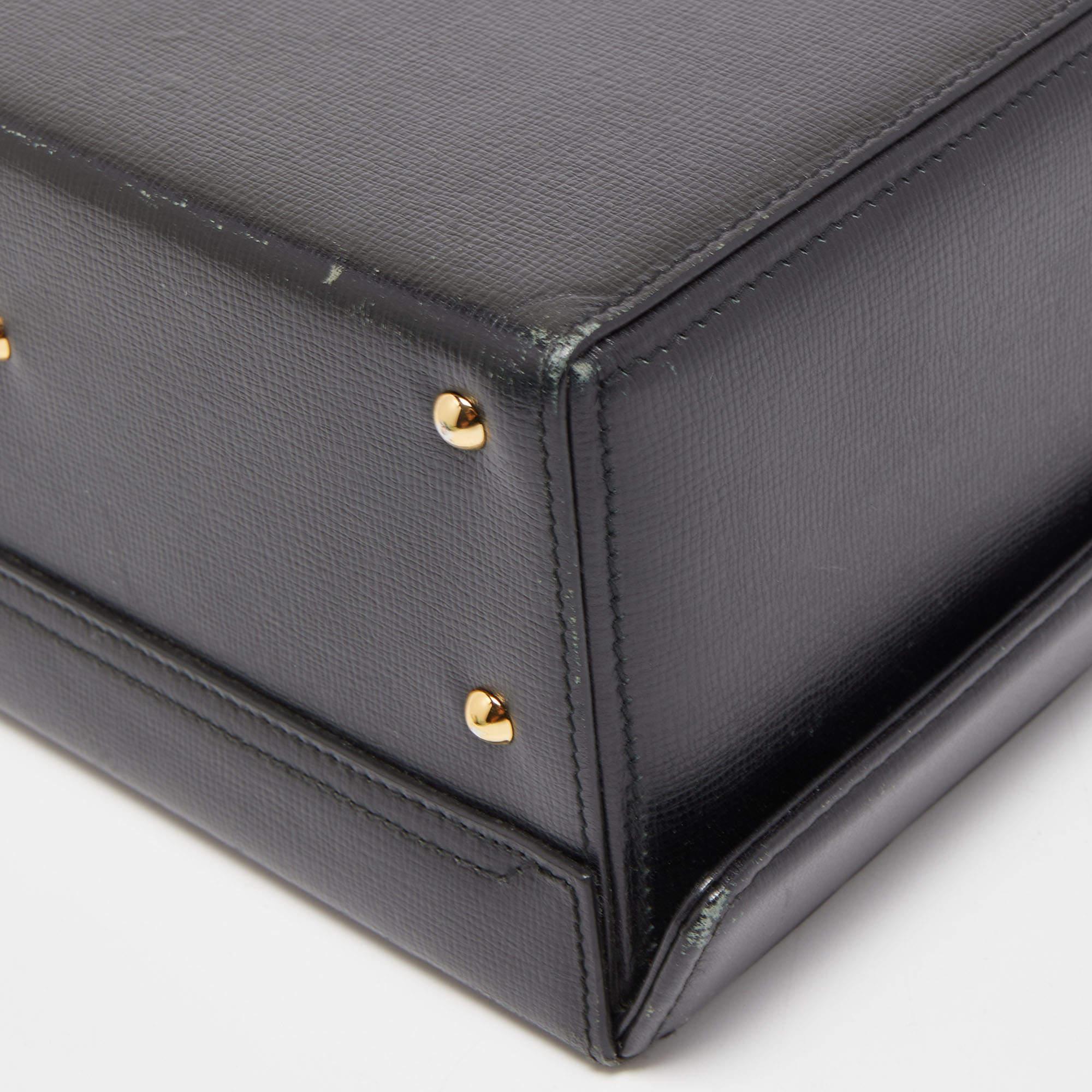 Mark Cross Black Leather Grace Box Bag 12