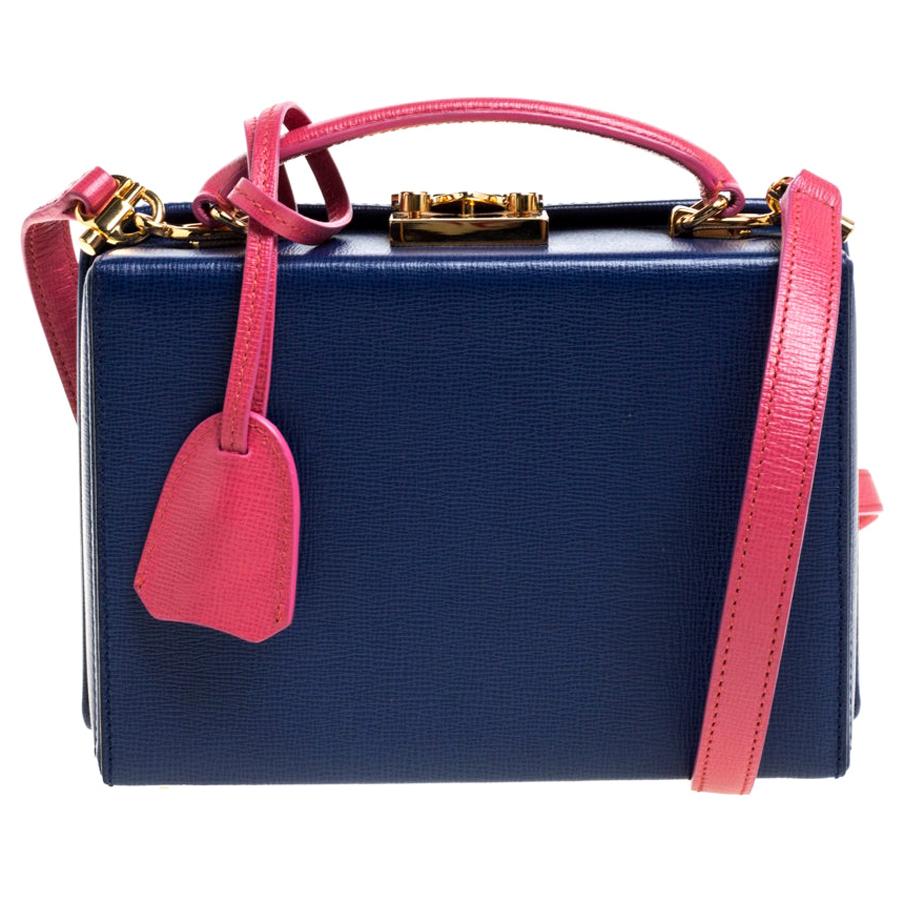 Mark Cross Blue/Pink Leather Grace Box Bag