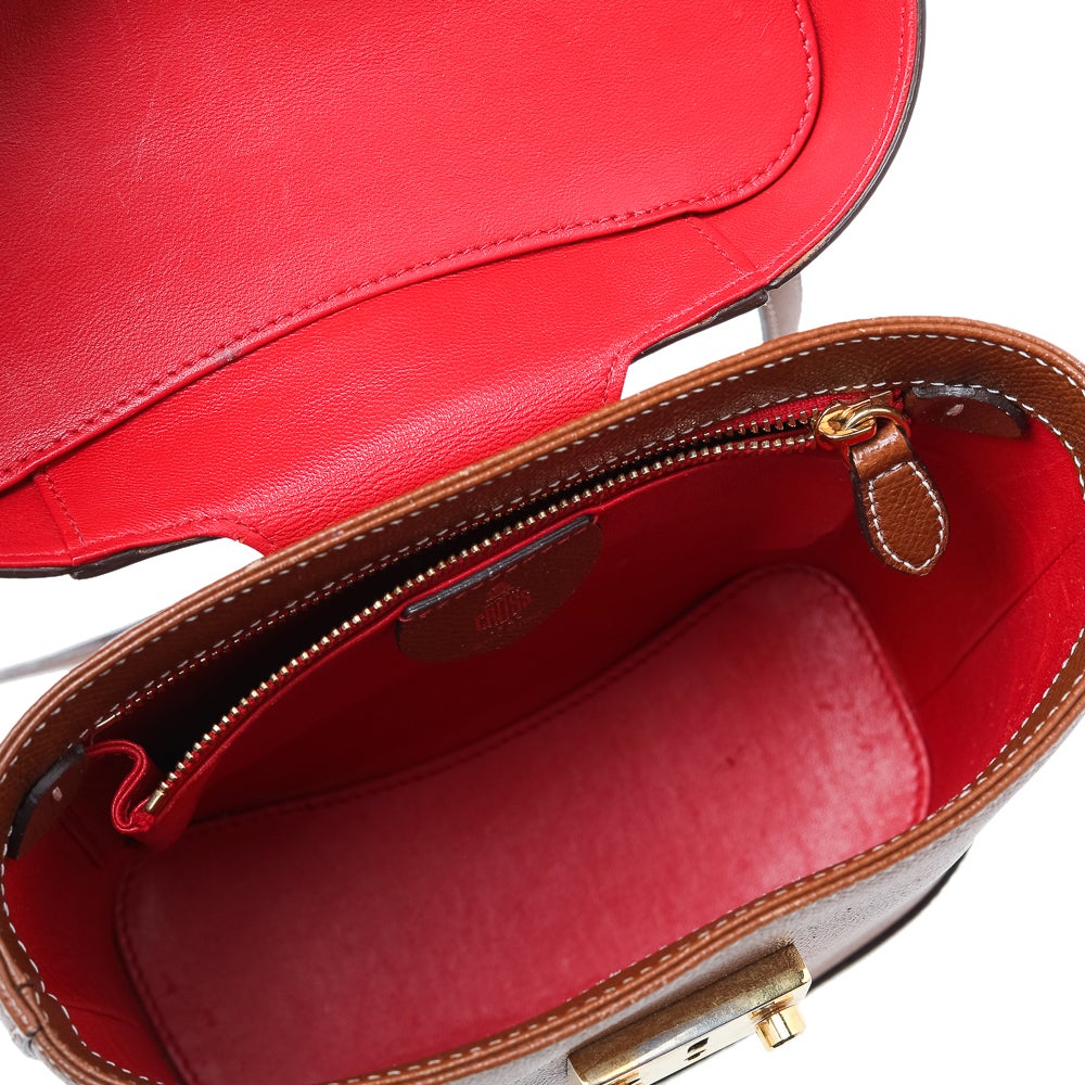 Mark Cross Brown Leather Benchley Top Handle Bag In Good Condition In Dubai, Al Qouz 2